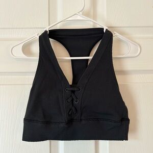 Aerie Offline Black Lace-Up Sports Bra